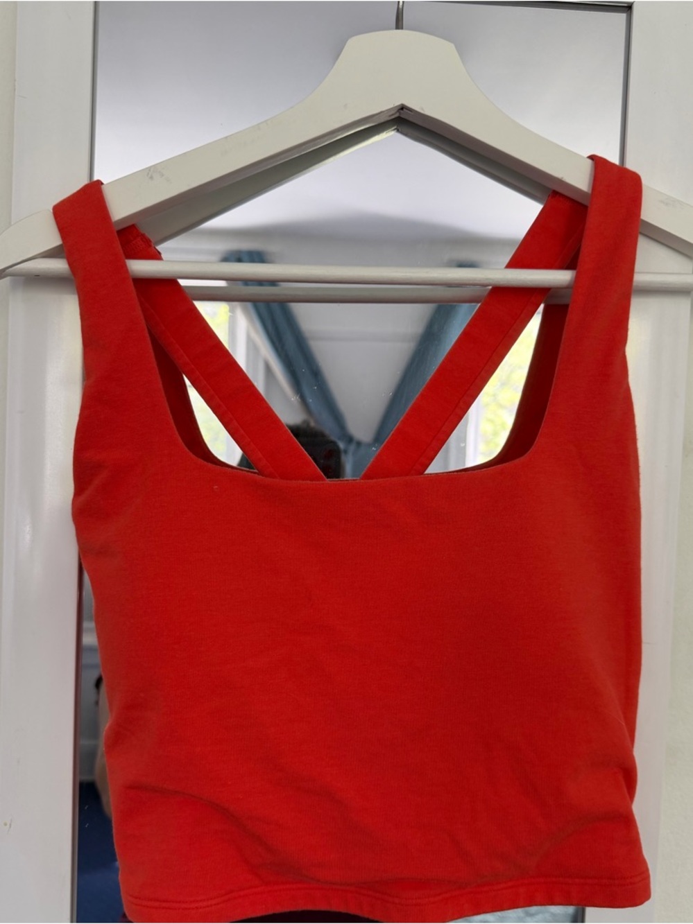 Orange Cropped Tank Top with Cross Back Straps